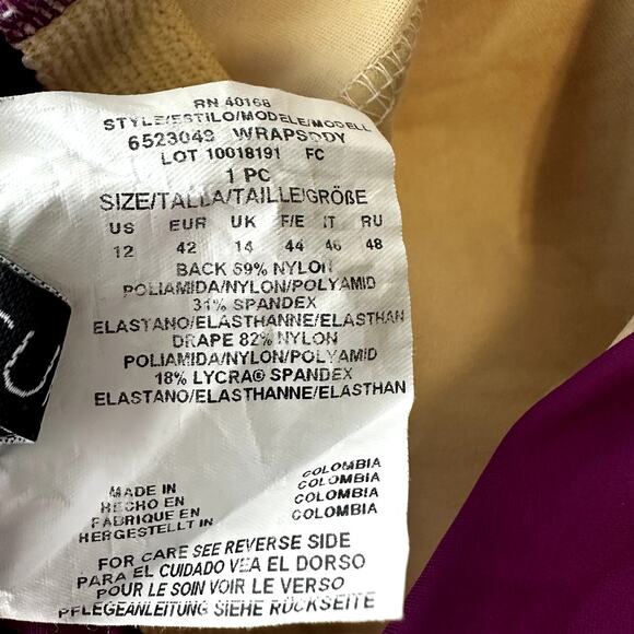 Miraclesuit Wrapsody One Piece Swimwear Bikini V Neck Padded Framboise Purple 12 - Picture 4 of 7